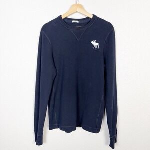 Abercrombie Fitch Muscle Shirt Mens XXL Blue Crew Thermal Waffle Knit‎ Moose Y2K